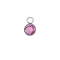 Pink birthstone charm with silver metal frame and round cut crystal pendant - June / Silver