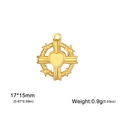 Ciondolo cuore croce in acciaio dorato per gioielli DIY, 17x15mm, peso di 0,9g - Croce Anello Tondo Cuore / Oro