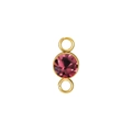 Pink purple birthstone charm with gold plated stainless steel dual jump rings connector - Gold (February)