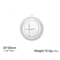 Zilveren graal hanger van roestvrij staal, 35x38mm ronde bedel voor DIY sieraden maken - Zilver