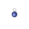 Silver bezel round deep blue sapphire birthstone pendant for DIY jewelry making - September / Silver