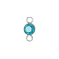 Titanium steel birthstone connector in light blue gemstone for DIY jewelry making - Steel Color (March)