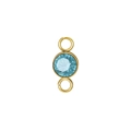 Sky blue crystal birthstone connector in gold plating with double rings for DIY jewelry - Gold (March)