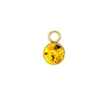 Golden round birthstone charm with amber yellow faceted crystal for DIY jewelry - November / Gold