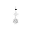 Silver stainless steel Celtic knot and pentagram pendant with a black faceted bead accent - Black Stone Double Pendant Set B / Steel