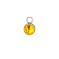 Amber yellow birthstone charm in silver setting for DIY jewelry making and crafts - November / Silver