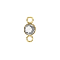 Titanium steel birthstone connector with double rings and clear cubic zirconia inlay - Gold (April)