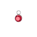 DIY birthstone pendant featuring a faceted red crystal with a silver metal bezel setting - January / Silver