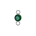 Titanium steel birthstone connector with green round crystal and dual rings for DIY jewelry - Steel Color (May)