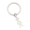 Minimalist silver metal keychain featuring a cute cartoon boy pendant charm - Silver-Bowtie Boy