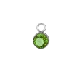 Silver birthstone charm with faceted green crystal for DIY jewelry making - August / Silver