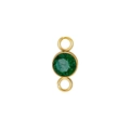 DIY birthstone connector with green crystal and gold-plated stainless steel settings - Gold (May)