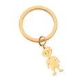 Golden cartoon boy keychain with polished stainless steel pendant and round ring - Gold-Bowtie Boy