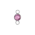Titanium steel connector featuring a round pink birthstone with dual silver jump rings - Steel Color (June)