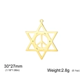 Gold stainless steel hexagram peace symbol pendant for DIY jewelry, 30x27mm size - Gold