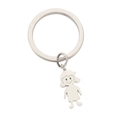 Silver stainless steel keychain with a cute cartoon girl pendant and large split ring - Silver-Twin-tails Girl