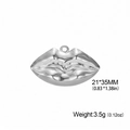 Polished silver stainless steel lips pendant charm for DIY jewelry making 21x35mm - Silver-Lips