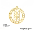 Golden Web of Wyrd geometric rune pendant, 32x30mm stainless steel charm for DIY jewelry - 32x30mm / Gold