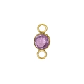 Pink birthstone charm with gold plated double loop connector for DIY jewelry making - Gold (June)