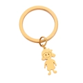 Minimalist golden stainless steel keychain with cute cartoon girl pendant - Gold-Twin-tails Girl
