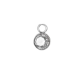 Silver stainless steel birthstone charm featuring a clear round cut crystal for DIY jewelry - April / Silver
