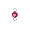 Silver-plated birthstone connector with a faceted pink crystal for DIY jewelry crafts - Steel Color (July)