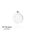 Silver stainless steel earth pendant charm, 14x16.2mm round globe cutout for DIY jewelry - 14x16.2mm / Steel