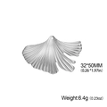 Silver ginkgo leaf pendant in stainless steel with 32x50mm dimensions and 6.4g weight - Steel Color-Ginkgo
