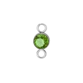 Titanium steel connector pendant with round faceted green birthstone and double loops - Steel Color (August)