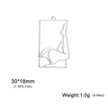 Artistic cutout female silhouette pendant in silver stainless steel, 30x18mm size - Poster Girl 1 (SS2025040519) / Steel