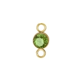 Golden titanium steel jewelry connector with round faceted green birthstone charm - Gold (August)