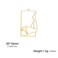 Rectangular gold-plated hollow pendant with abstract line art body and 30x18mm size specs - Poster Girl 1 (SS2025040519) / Gold