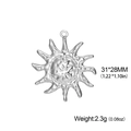 Silberner Edelstahl-Sonnenanhänger mit Kratertextur und 31x28mm Abmessungen - Stahlfarbe Sonnenstrahl