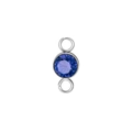 Polished silver titanium connector charm with deep blue faceted birthstone crystal - Steel Color (September)