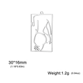 Minimalist silver rectangular hollow pendant featuring female silhouette art design - Poster Girl 2 (SS2025040520) / Steel