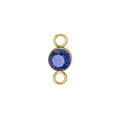 Titanium steel birthstone connector with faceted blue gem and dual gold rings - Gold (September)