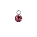 DIY stainless steel round rose red crystal pendant charm for jewelry making - February / Silver