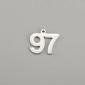 Polished stainless steel number 97 charm with small hanging hole for DIY jewelry making - Number 97 / Steel