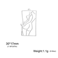 Silver hollow rectangle pendant with line art female silhouette, size 30x17mm - Poster Girl 3 (SS2025040521) / Steel