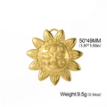 Goldener Sonnenmaske-Anhänger aus Edelstahl, 50x49mm, für DIY-Schmuckherstellung - Gold - Große Sonne