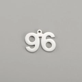 Close-up of polished stainless steel number 96 pendant for DIY jewelry making - Number 96 / Steel