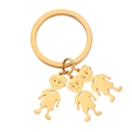 Golden stainless steel keychain with three cartoon boy charms on a round key ring - Gold-3 Bowtie Boys