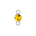 Yellow round birthstone connector in stainless steel for DIY jewelry making necklaces - Steel Color (November)