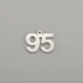 Polished silver stainless steel number 95 charm pendant with a round hanging hole - Number 95 / Steel