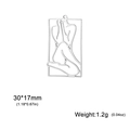 Silver rectangular hollow pendant with abstract female silhouette art and measurements - Poster Girl 4 (SS2025040522) / Steel