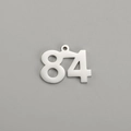 Polished silver stainless steel number 84 pendant with small hanging hole for DIY jewelry - Number 84 / Steel