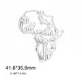 Λεπτομέρεια μενταγιόν χάρτη Αφρικής 41,6x35,8mm με διάτρητα μοτίβα ζώων από ατσάλι - Σιλουέτα Ζώου Χάρτης της Αφρικής (Στυλ 1-Χρώμα Ατσαλιού) / Χρώμα Ατσαλιού