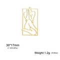 Hollow rectangle gold pendant with abstract female line art and size specs 30x17mm - Poster Girl 4 (SS2025040522) / Gold