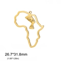 Stainless steel gold Africa map and Nefertiti pendant with hollow cut design - Nefertiti Silhouette African Map (Style 4-Gold) / Gold