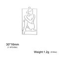 Silver hollow rectangle lady pendant in stainless steel, 30x16mm fashion jewelry accessory - Poster Girl 5 (SS2025040523) / Steel